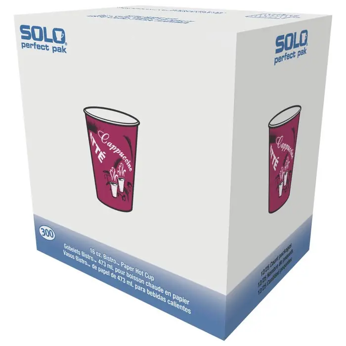Discount Solo Single Sided Paper Hot Cup, 16 Ounces, Maroon, Pack of 300